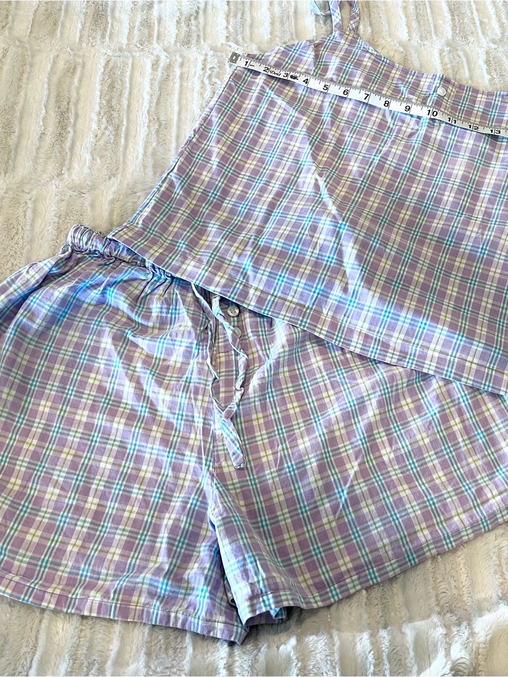 Plaid Lavender Women’s Sleep Skort Shorts - Lightweight Comfort